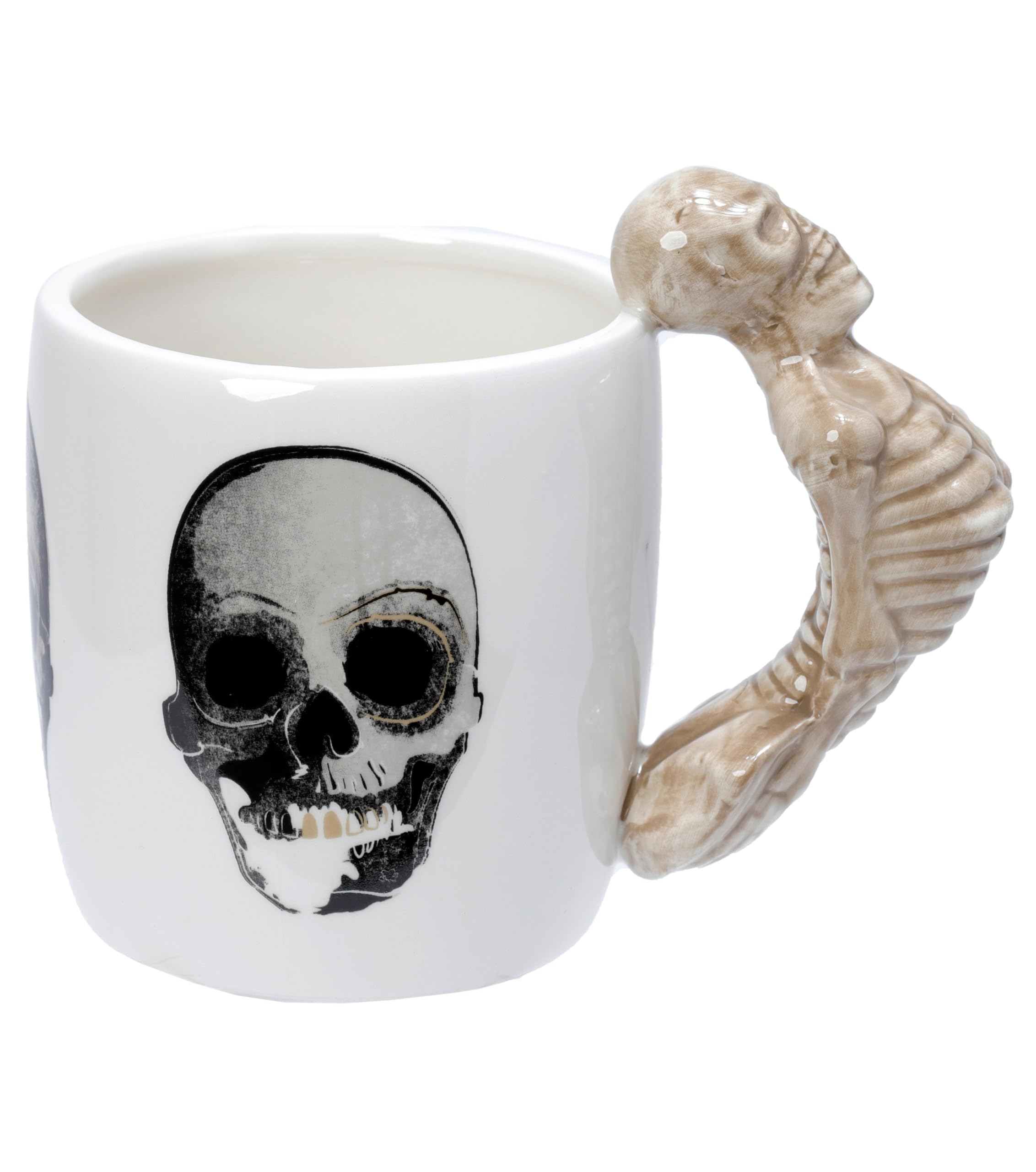Puckator Skeleton Ceramic Shaped Handle Tea Coffee Mug - Funny Home Accessories - Cute Gifts for Girlfriend - Large Mugs for Men Women Hot Drinks - Cute Cups Presents - Secret Santa Gift - Cup Set