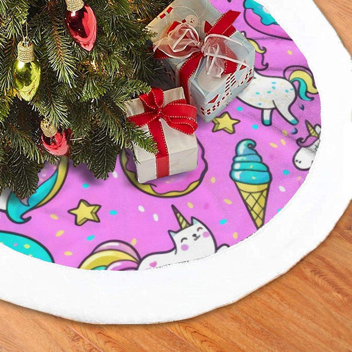 Amazon Com Christmas Tree Skirt 36 Inches Cute Unicorn Kawaii For Girls 1 Large Xmas Skirt Rustic Xmas Tree Holiday Decorations Home Kitchen