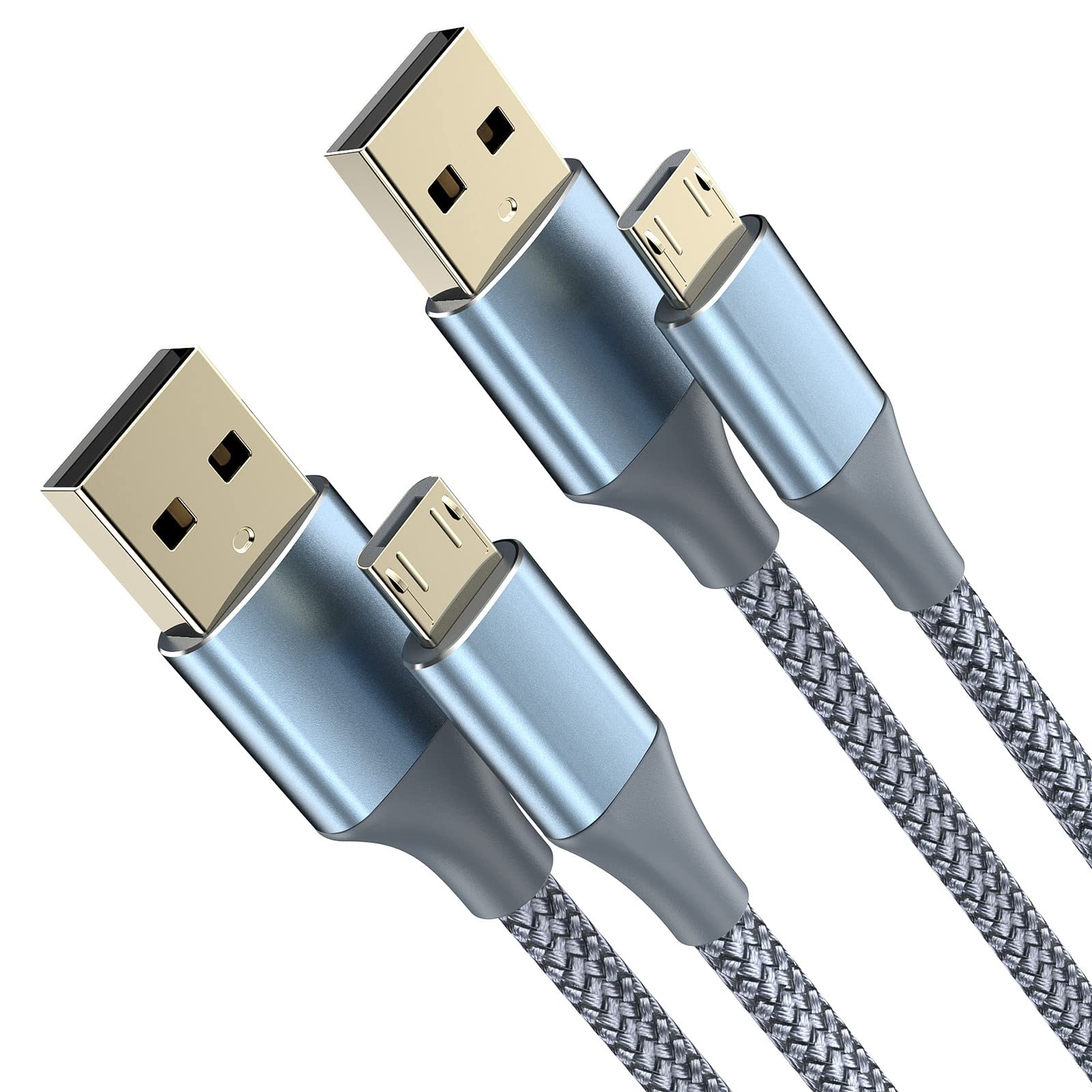 BJIDS Micro USB Cable 3M 2Pack Long Usb Micro Android Charger Cable Nylon Braided USB A to Micro Cord Compatible with Galaxy S7 S6 S5 J7 Edge Note 5,Kindle Fire,PS4 Controller,and More micro Usb-Grey