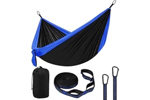 Camping Hammock, Double Hammock Premium Quality Nylon with 2 Tree Straps and 2 Metal Hooks, Lightweight for Backpacking, Camp