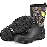 TIDEWE Rubber Boots for Men, 5.5mm Neoprene Insulated Rain Boots with Steel Shank, Waterproof Mid Calf Hunting Boots, Sturdy Rubber Work Boots for Farming Gardening Fishing