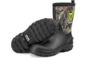 TIDEWE Rubber Boots for Men, 5.5mm Neoprene Insulated Rain Boots with Steel Shank, Waterproof Mid Calf Hunting Boots, Sturdy 