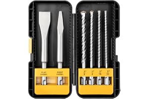 Toolmays 6Pcs Rotary Hammer Bit Set, SDS Plus Concrete Masonry Drill Bits, Applicability Brick and Stone, with Storage Case, 