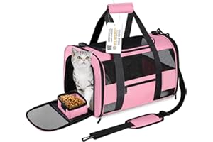 Simpelg Cat Carrier, Dog Carrier, Pet Carrier for Small Dogs Medium Cats Puppies Under 15 Lbs, TSA Airline Approved Carrier Soft Sided Dog Travel Carriers, Cat Carriers with Reflective Strip - Pink
