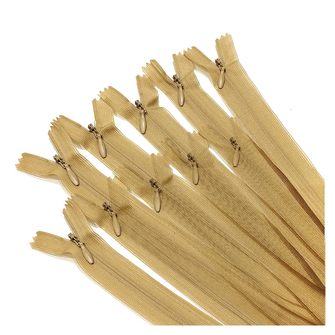 Pack of 10 Invisible Closed Zippers, Zippers in Many Sizes and Colors #3, Fine, Elegant and Discreet Zipper to Sew On Clothes, Dresses, Skirts, Sewing, (50cm, 308)
