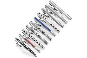 wynameleri Tie Pins for Men Silver Black 3 Pcs 10 PCS Short Tie Clip Set 2.3, 2.4 Inch Business Shirt Necktie Pinch for Men