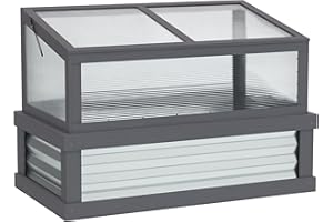 Outsunny Raised Garden Bed with Polycarbonate Greenhouse, Lean-to Garden Wooden Cold Frame Greenhouse, Flower Planter Protection, Lean to Roof, 41" x 22.5" x 28.25", Gray