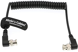 Alvin's Cables BNC to BNC Coiled Cable 3G SDI Cable Right Angle BNC to Right Angle BNC for Blackmagic