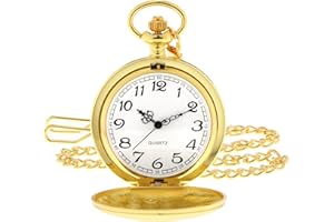 I-MART Smooth Vintage Pocket Watch with Chain (Gold)