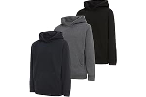 PURE CHAMP Boys Hoodies 3 Pack Fleece Pullover & Zip-Up Sweatshirts for Boys Kids Youth Plain Basic Everyday Wear Sizes 4-20