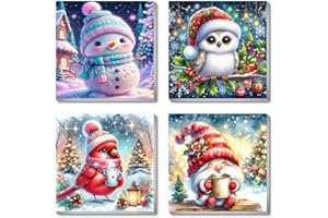 bleihum 4 Pack Paint by Number for Kids with Framed- Paint by Numbers for Kids Ages 4-8-12, Christmas Animals Kid Painting by Numbers Crafts Kits for Home Wall Decor Gifts(8X8inch)