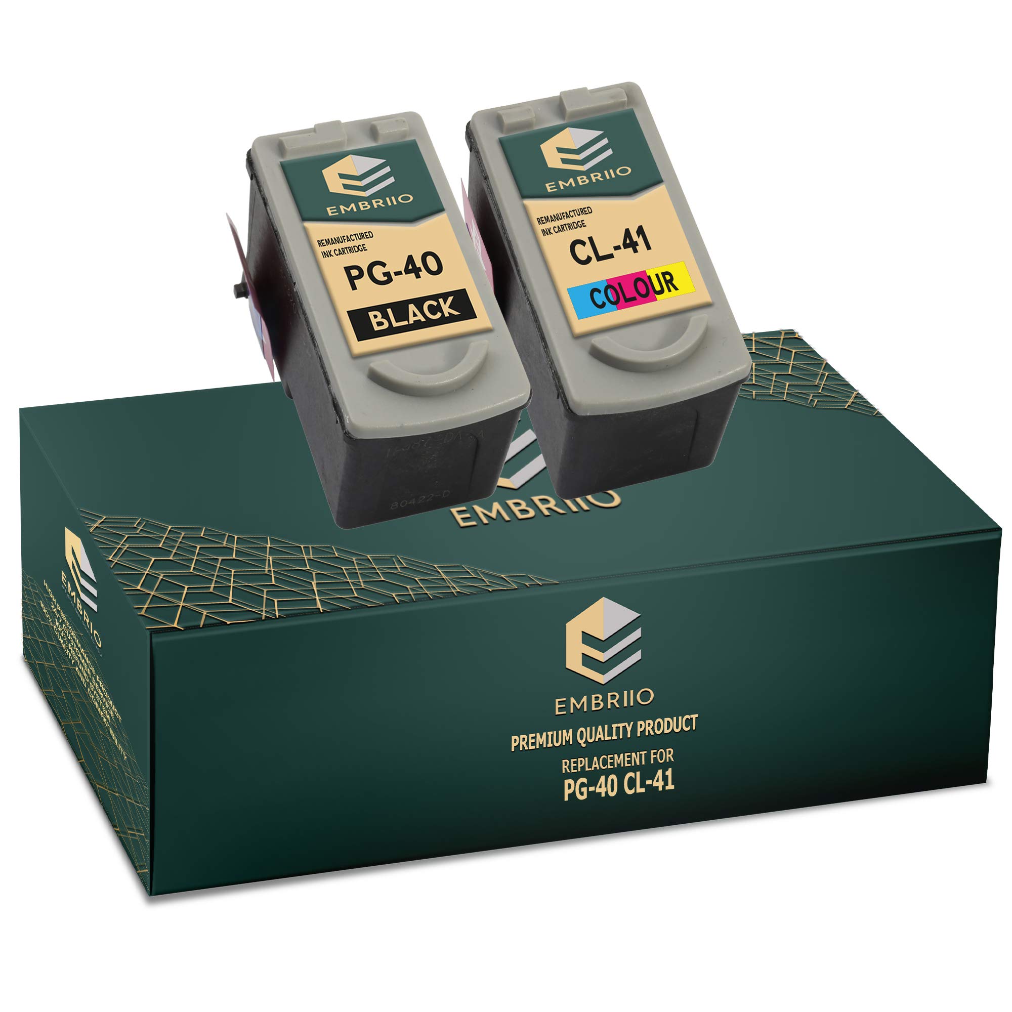 EMBRIIO PG-40 CL-41 Set of 2 Compatible Ink Cartridges Replacement for Canon Pixma iP2600 MP140 MP460 iP1800 iP1900 iP2500 MP190 MP210 MP220 MP170 MP180 MP160 MP450 MP470 MP150 MX300 MX310 iP1200