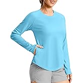 Women's UPF50+ Sun Protection Shirts with Zip Pocket Long Sleeve Workout Tops for Swimming Hiking Quick Dry Rash Guard