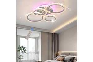STCH Flush Mount Ceiling Light, Modern Led Ceiling Light 4 Rings 60W, Ceiling Light Fixtures with Remote for Living Room Bedr