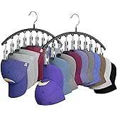 Yecuip Hat Hangers for Closet,Hat Organizer Racks for Base Ball Caps 2 Pack | Metal Door Hats Racks for Baseball Cap with 10 Large Clips, Baseball Hat Holder for Closet Storage, Fits All Cap-Black