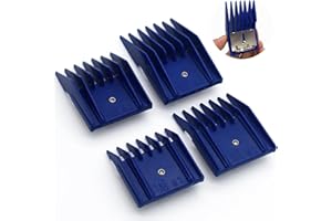 AIRERA 4 Pieces 4 Sizes Professional Universal Hair Clipper Attachment Guard Guide Cutting Limit Combs Set, 1/8", 1/4", 3/8", 1/2", Compatible with Oster Classic 76 A5 Andis AG BG Hair Clippers (Navy)