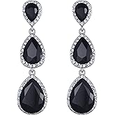 EleQueen Women's Gold-tone Austrian Crystal Teardrop Pear Shape 2.5 Inch Long Earrings