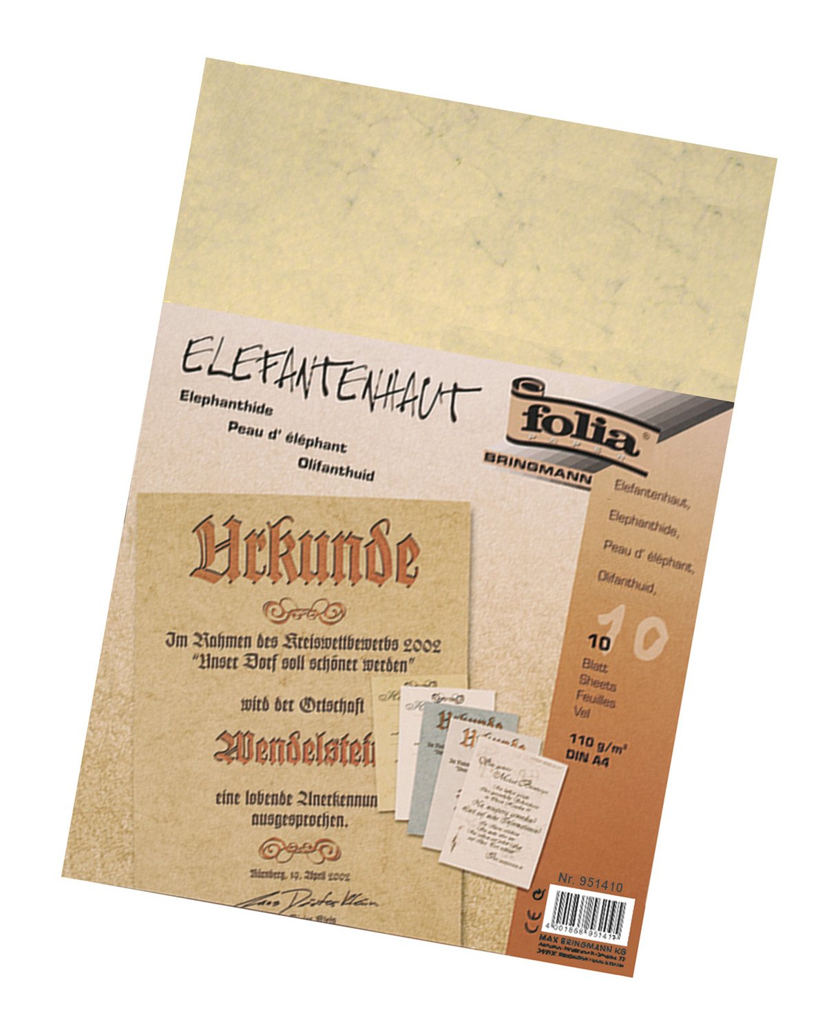 Bringmann Folia 951410 – Elephant Skin, 110 g/m², DIN A4, 10 sheets Chamois