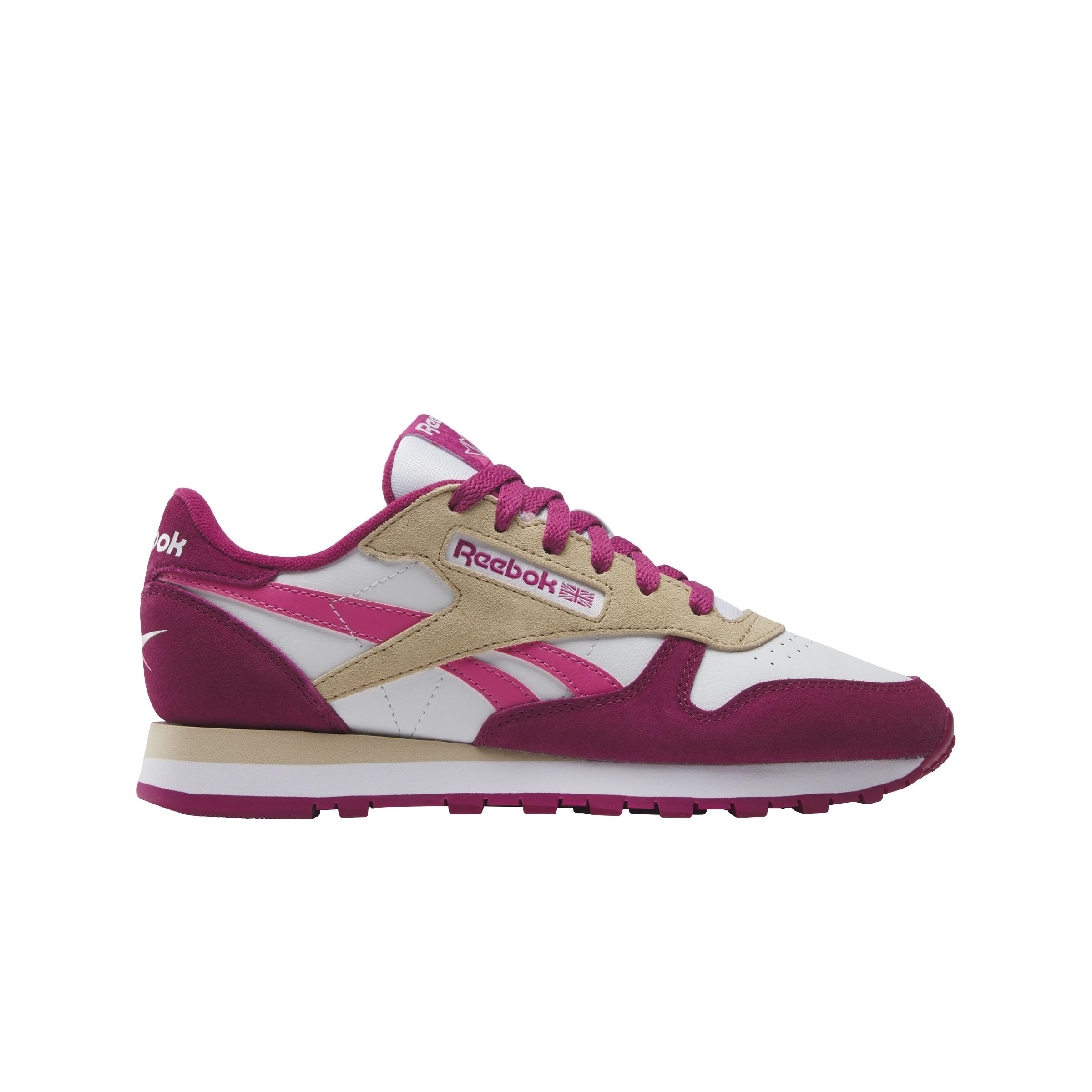 Reebok Women's Classic Leather Sneaker, White/True Pink/Very Berry, 7.5 Image