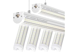Skymoatled T12 4FT LED Shop Lights Garage Lights,65W 6500K 10400LM White Light,Super Bright,Hanging/Surface Mount,Plug and Play,Linkable Commercial Bay Lighting for Warehouse Workshop Basement,6Pack