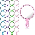Yalikop 24 Pcs Mini Handheld Mirror 2.4 Inches Small Cosmetic Round Mirror with Handle Portable for Women Travel Makeup