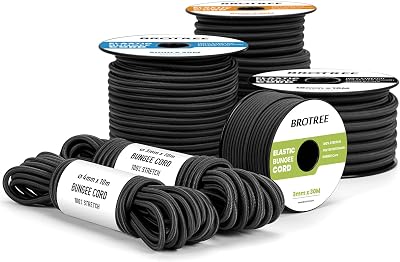 BROTREE 6mm x 20m Bungee Cord Elastic Shock Cord Heavy Duty Black