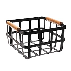 Simplify Square Metal Storage Basket with Bamboo