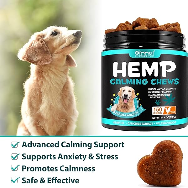 CALMING CHEWS FOR DOGS – 150 CHEWS HEMP TREATS FOR DOG ANXIETY RELIEF & STRESS, DOG CALMING TREATS,TRAVEL, THUNDER, SEPARATION, CONTAIN HEMP OIL, VALERIAN – SLEEP CALMING AID, MELATONIN FOR DOGS