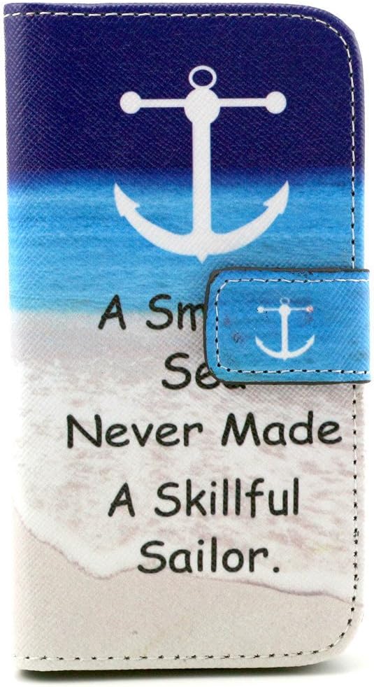 For LG Optimus L90,Joy Chen Sky Blue Ocean Anchor PU Leather Skin Magnetic Flip Slot Card Holder Stand Wallet Soft Protective Case Cover for LG Optimus L90 / D415 / D405 A11+ Screen protector + 24K Radiation Paste