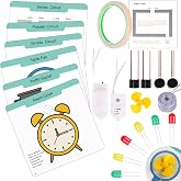GiftAmaz Paper Circuits Kit for Kids, STEM Electric Circuit Motors Kit | Child-Friendly Paper Circuit Board, DC Motor, Led Light Diodes, Educational STEM Toys Science Experiments Set for Kids 8-12