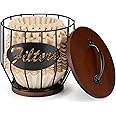 Yangbaga 8-12 Cup Coffee Filters Holder with Wood Lid,Large Capacity Coffee Filter Storage Canister Container Basket ,Round Coffee Filter Holder Case for Counter,Coffee Bar Accessories decor