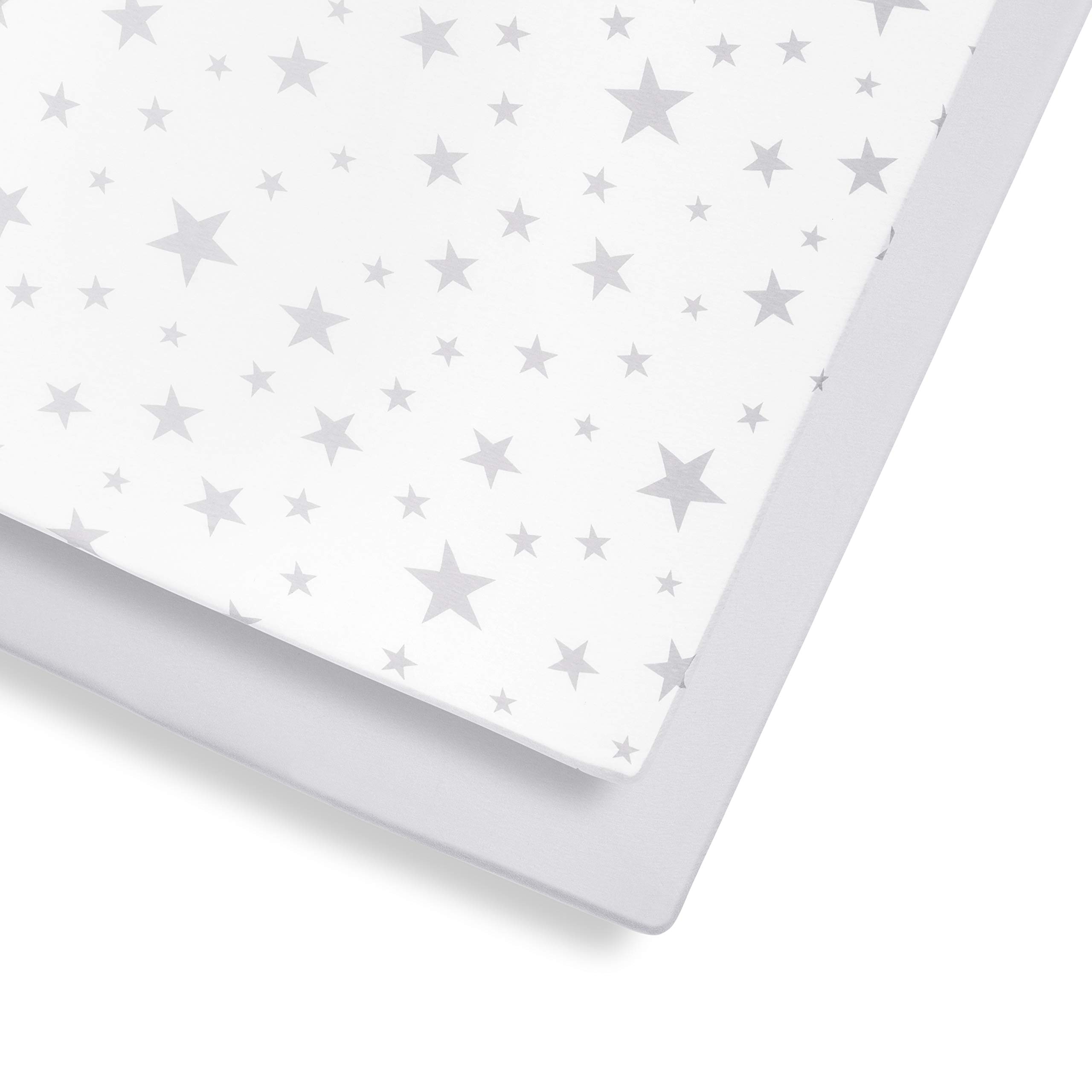 Snuz Cot Sheets 140 x 70 Fitted - 2 Pack Soft Jersey Cotton Cot Bed Sheets, Machine Washable, Breathable & Tumble Dryer Safe, Star