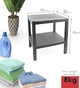 DIVCHI 2 Tier Side End Table Grey 38 x 45 cm Nightstand Coffee Sofa Table view 5