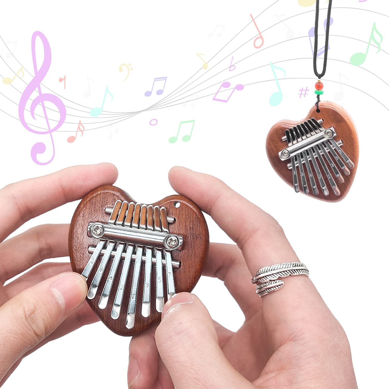 CHEERYMAGIC Mini Thumb Piano, Kalimba 8 Keys Portable Wooden Finger Piano Music Gifts for Kids Adults Beginners