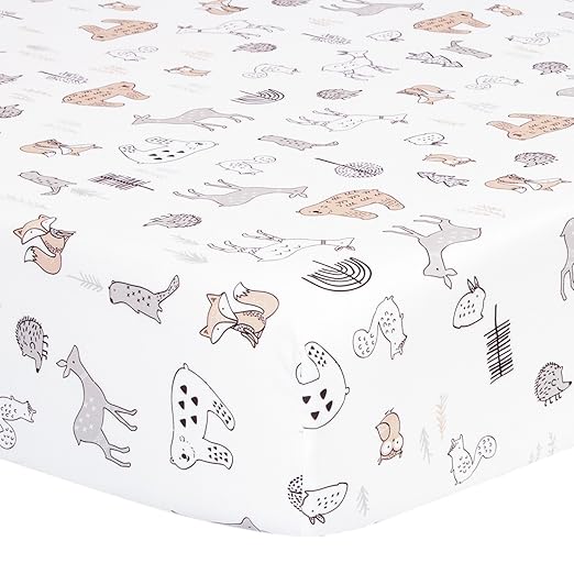 Amazon Com Tillyou Microfiber Woodland Crib Sheet Silky Soft Animals Toddler Sheets For Baby Boys And Girls Lovely Breathable Cozy 28 X 52in Forest Animals Theme Baby