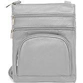 TOVOSO Crossbody Bag for Women, Genuine Leather Multi-Pocket Purse with Adjustable Strap, RFID Protection, Built-In Wallet
