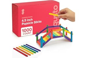 GUSTO [1000 Count] 4.5 Inch Colored Popsicle Sticks for Crafts - Multi-Purpose Wooden Sticks for ICES, Ice Cream, and More - 