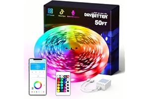 DAYBETTER Smart RGB Led Strip Lights, 50ft Led Lights for Bedroom with App Control, Multicolor Changing Led Light Strips Apply for Home Decor, Living Room, Kitchen, Home Party Decoration