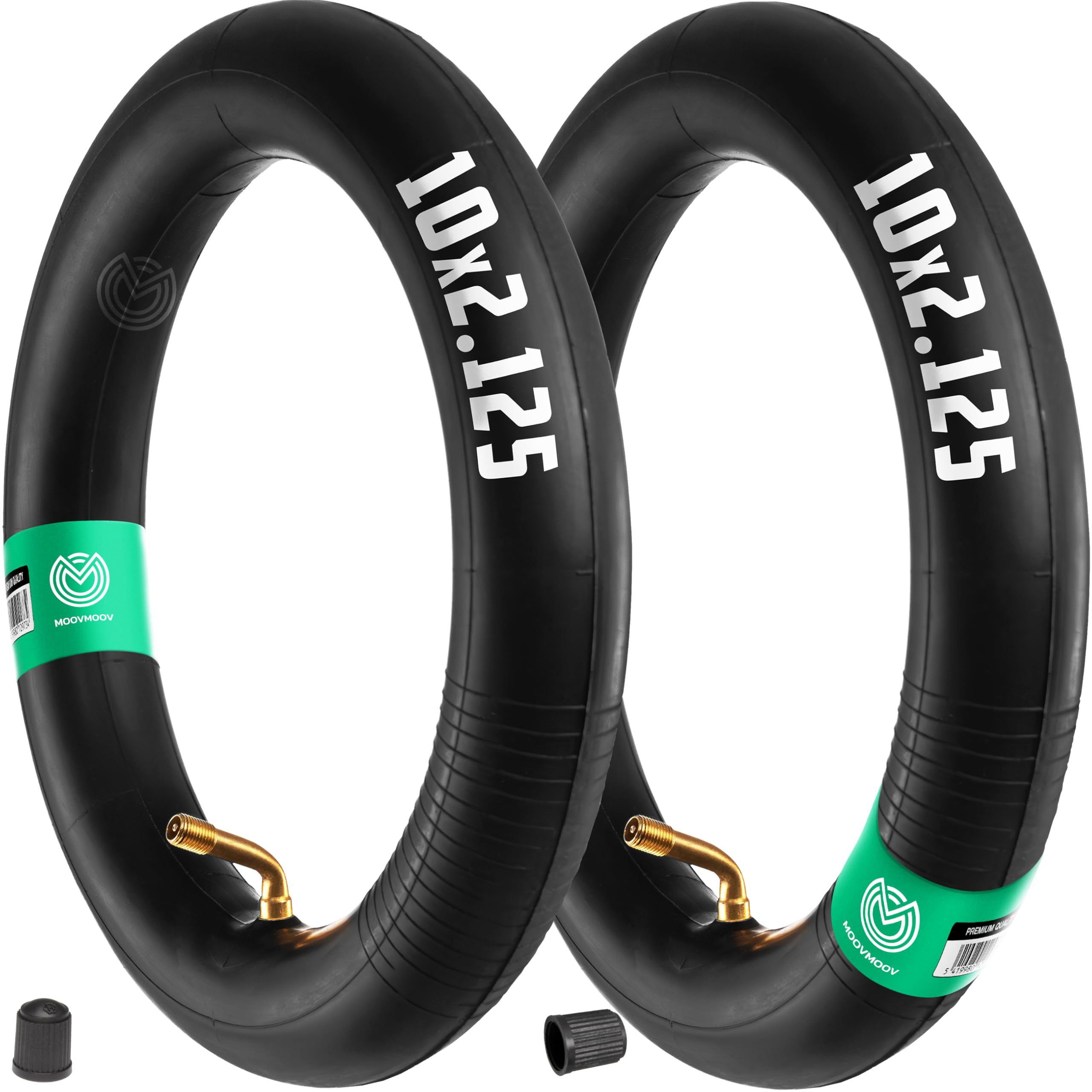 MOOVMOOV - 2 Inner Tubes 10x2.125 with 70/90 Bent Valve | Compatible with 10x2.125-10x2.25-10x2.5 Inflatable Tyres | for Electric Scooter, Hoverboard, 10-Inch Bicycle, Stroller