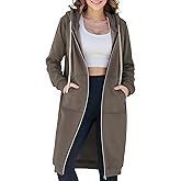 Ablanczoom Womens Long Zip Up Hoodies Comfortable Fleece Fashion Sweatshirts 2026 Casual Jackets with Pockets