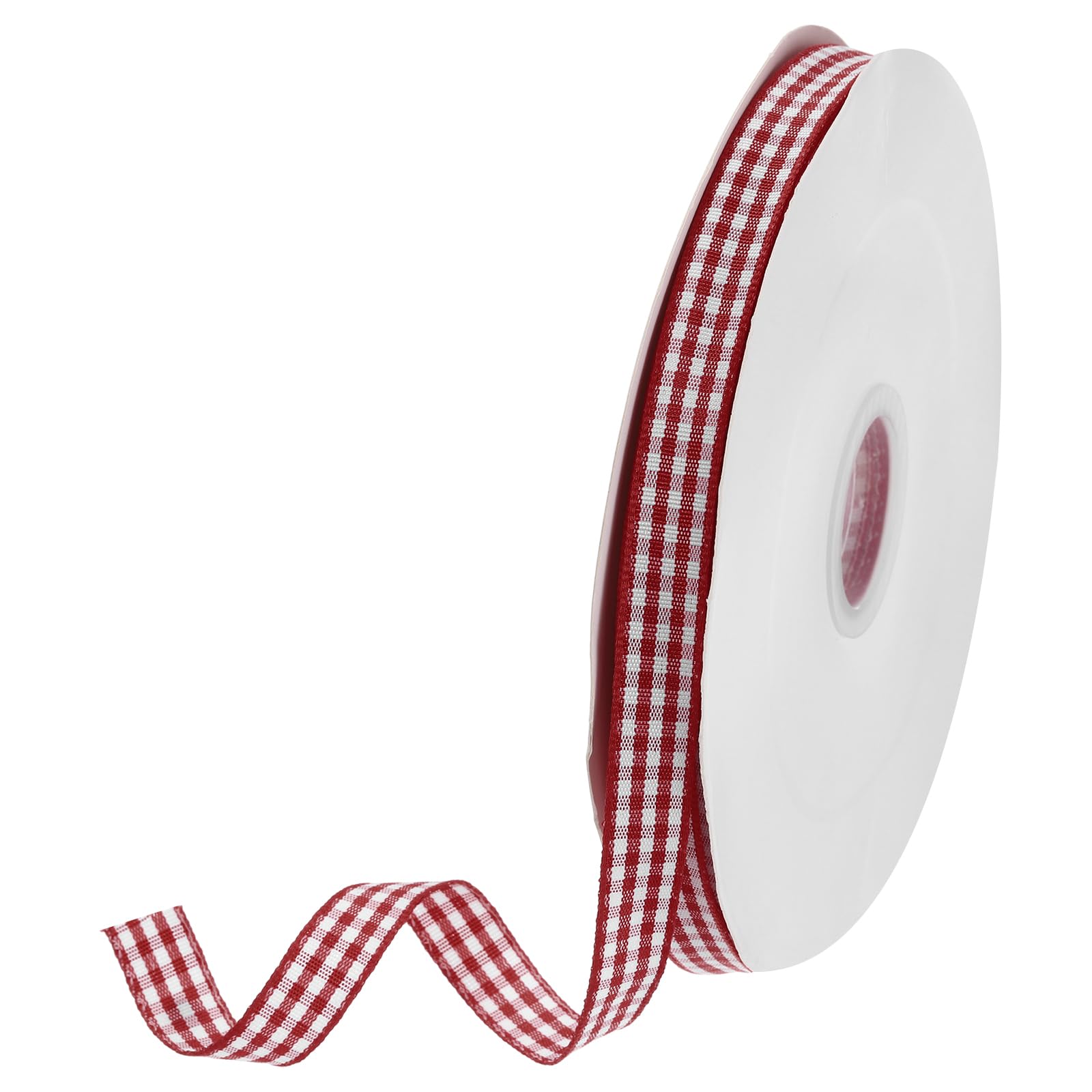 DMiotech 3/8 Inch 50 Yards Gingham Ribbon, Checkered Ribbon Plaid Ribbon for Gift Wrapping Decoration Art Craft DIY, Dark Red and White