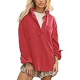 Locachy Women's Casual Oversized Polo Neck Sweatshirt Lapel Long Sleeve Button Pullover Tops Fashion Outfits Clothes