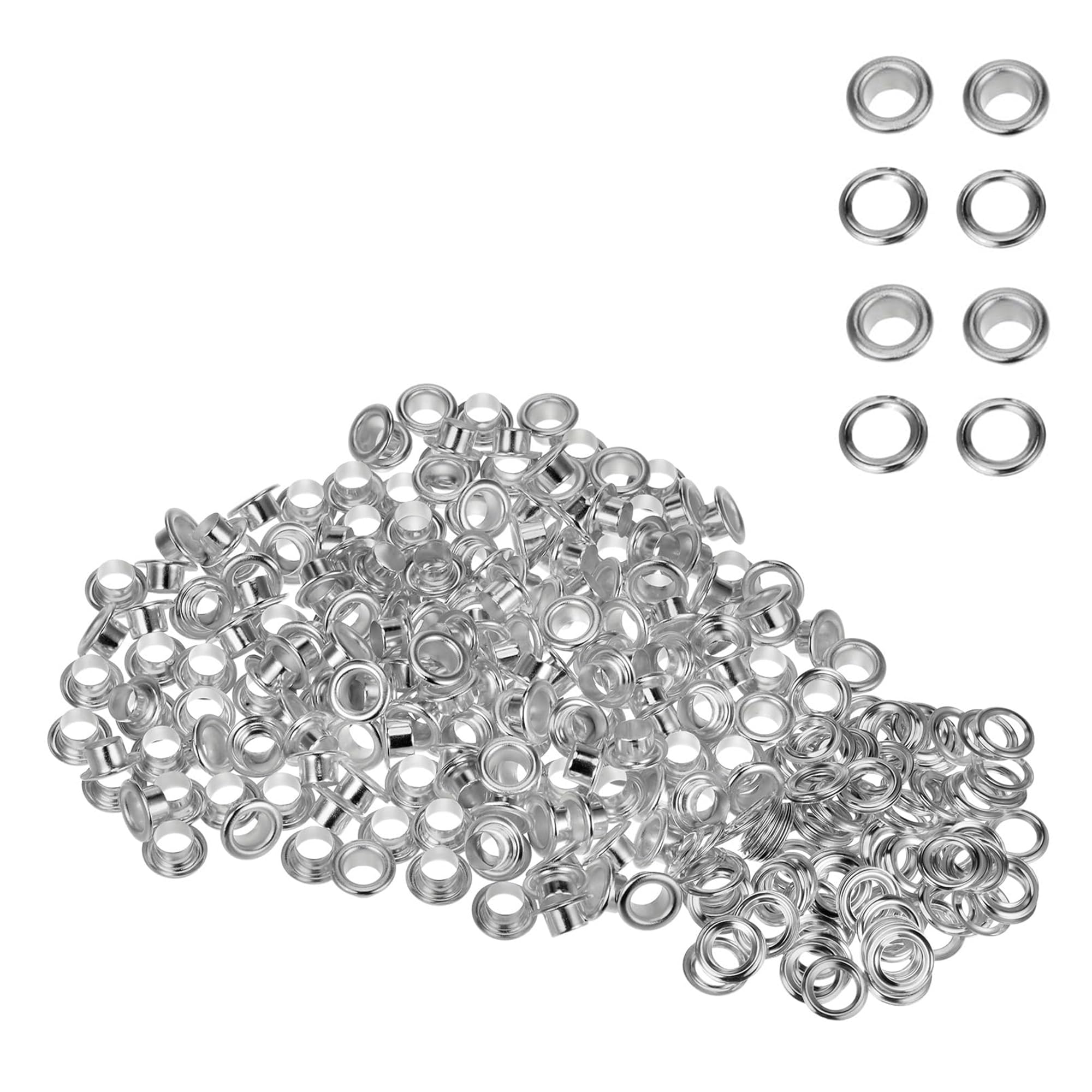 WedDecor 8mm Silver Brass Eyelets Grommets with Washers for Clothing, Baby Dolls, Sewing, Bags, Scrapbook, Leather Work, DIY Projects and Rust Proof, 100pcs — image 1