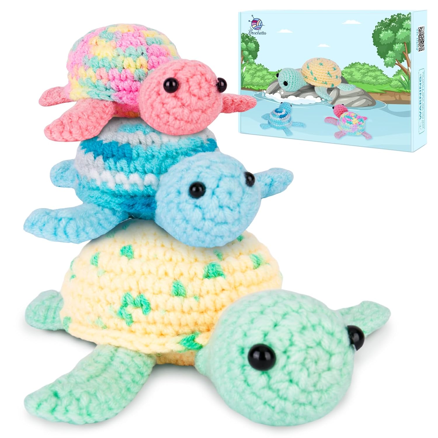 Crochetta Crochet Kit for Beginners, Beginner Crochet Kit for Adults with Step-by-Step Video Tutorials, DIY Crochet Animal Ki