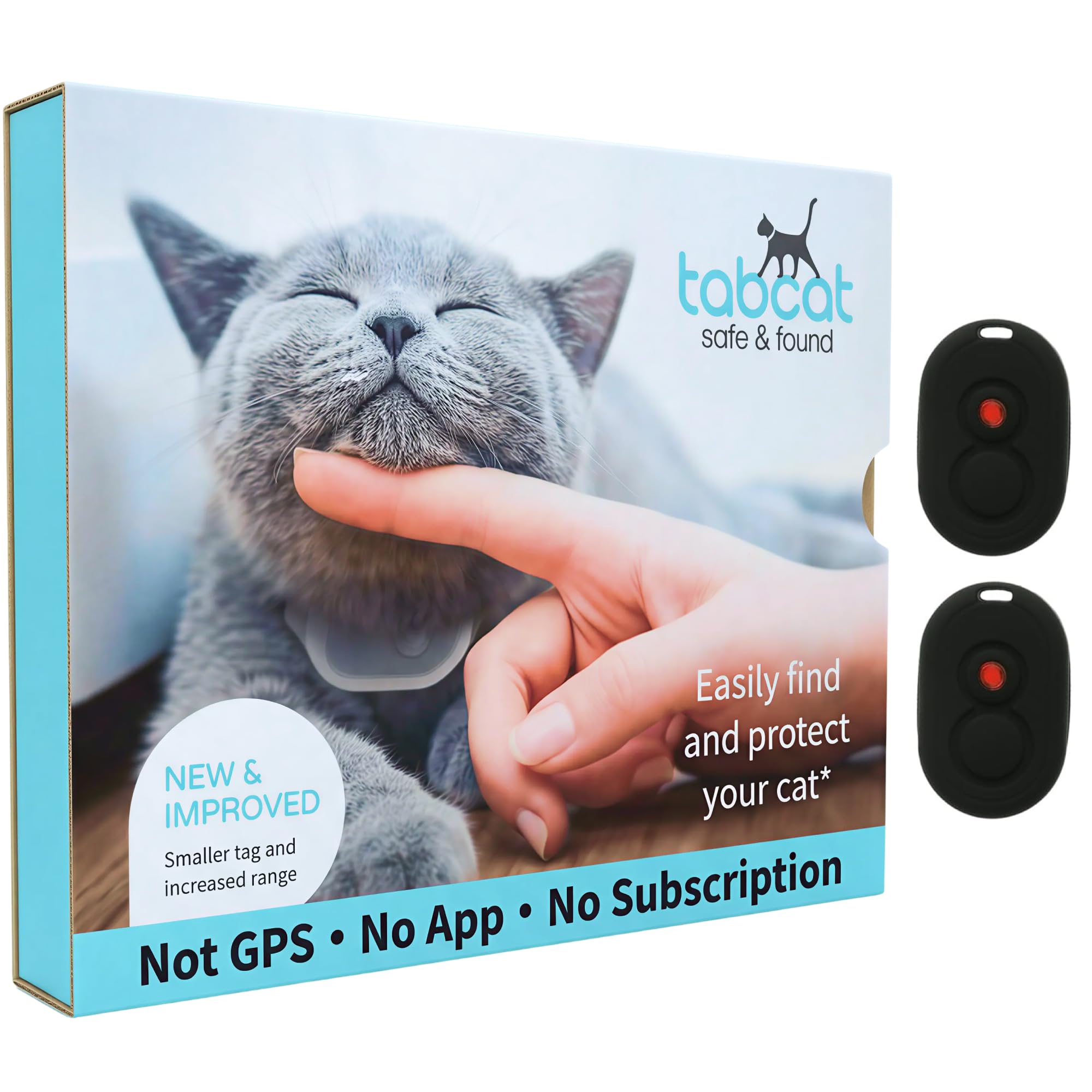 Tabcat V2 Cat & Kitten Tracker - No Subscription | 2 Lightweight Homing Tags, Cases & Tracking Handset | RF Technology, More Accurate than GPS | Track 2 Cats Indoors & Outdoors to 2.5 cm & 150 m Range
