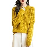 Chanyarn Women's 100% Merino Wool Sweater 2025 Fall Winter Casual Crewneck Long Sleeve Vintage Cable Knitted Sweater