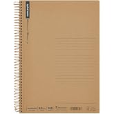 Maruman Spiral Note Basic Notebook, 300 Pages, B5, 6.5mm Narrow Ruled | 7.17"x10.12" Lined Paper, Kraft Cover, Twin-Wire Bound To Lay Flat, Perforated Pages, For School &amp; Office, Made in Japan