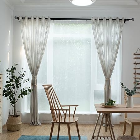 Curtain Met Love Polyester Stripe Yarn Window Screening Living