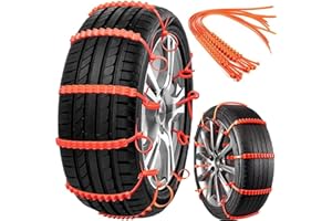 DCKENGO 12 PCS Snow Chains for Car Tires, Adjustable Snow Tire Chains for Trucks/SUV/Jeep/Pickup Anti-slip Durable Snow Tire Chains Universal Tire Chains, Winter Driving Safety Traction, Orange