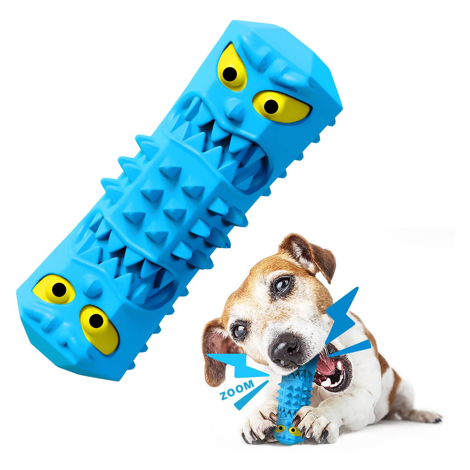 Pet Race Dog Toys for Aggressive Chewers Large Breed Medium Durable Tough Squeaky Dog Toys with Beef Flavor Toothbrush Stick for Teeth Cleaning Interactive Enrichment Toys